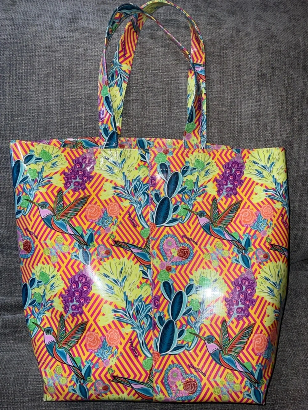 Consuela Tote Vibrant Yellow & Purple Floral Hummingbird